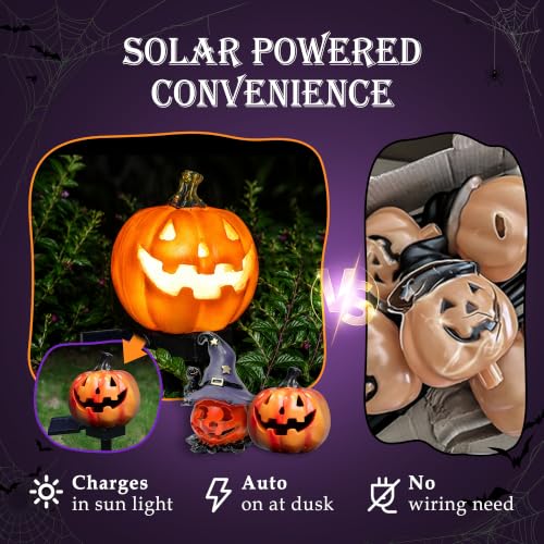 Image of 4 Pack Halloween Pumpkin Head Black&Gold Stanchions and Velvet Ropes Set, Stainless Steel Crowd Control Barriers,3Pcs Black Ropes and Poles for Party,Photobooth Accessories, Prom,Halloween Decorations