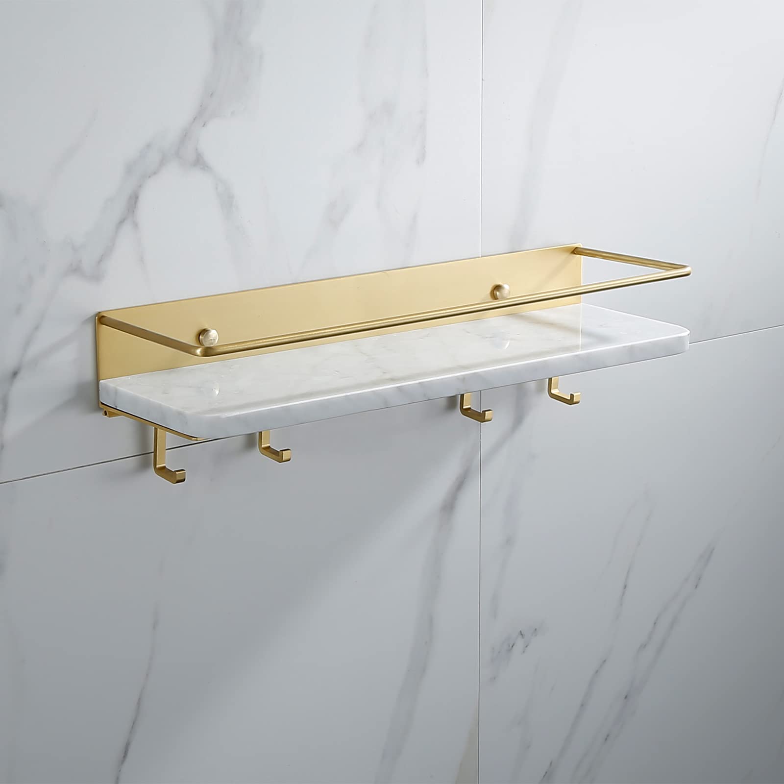 NPQPNAFC Kitchen Bathroom Shelves Shower Caddy Wall-Mounted Cosmetic Box Storage Rack Marble Tray Bathrooms Shampoo Shower Gel Organizer