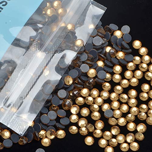 Image of 3000 Pieces Hot Fix Glass Flatback Rhinestones HotFix Round Crystal Gems (Smoked Topaz, SS10)