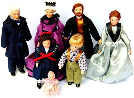 Tumdee Miniatures Dolls House Miniature Victorian Family Set of 7 Dolls
