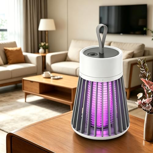 Lámpara antimosquitos Zapfie, Lámparas USB antimosquitos Zapfie para Camping, Trampa silenciosa Recargable sin químicos para Mosquitos, Exterminador eléctrico de Mosquitos (Gris)