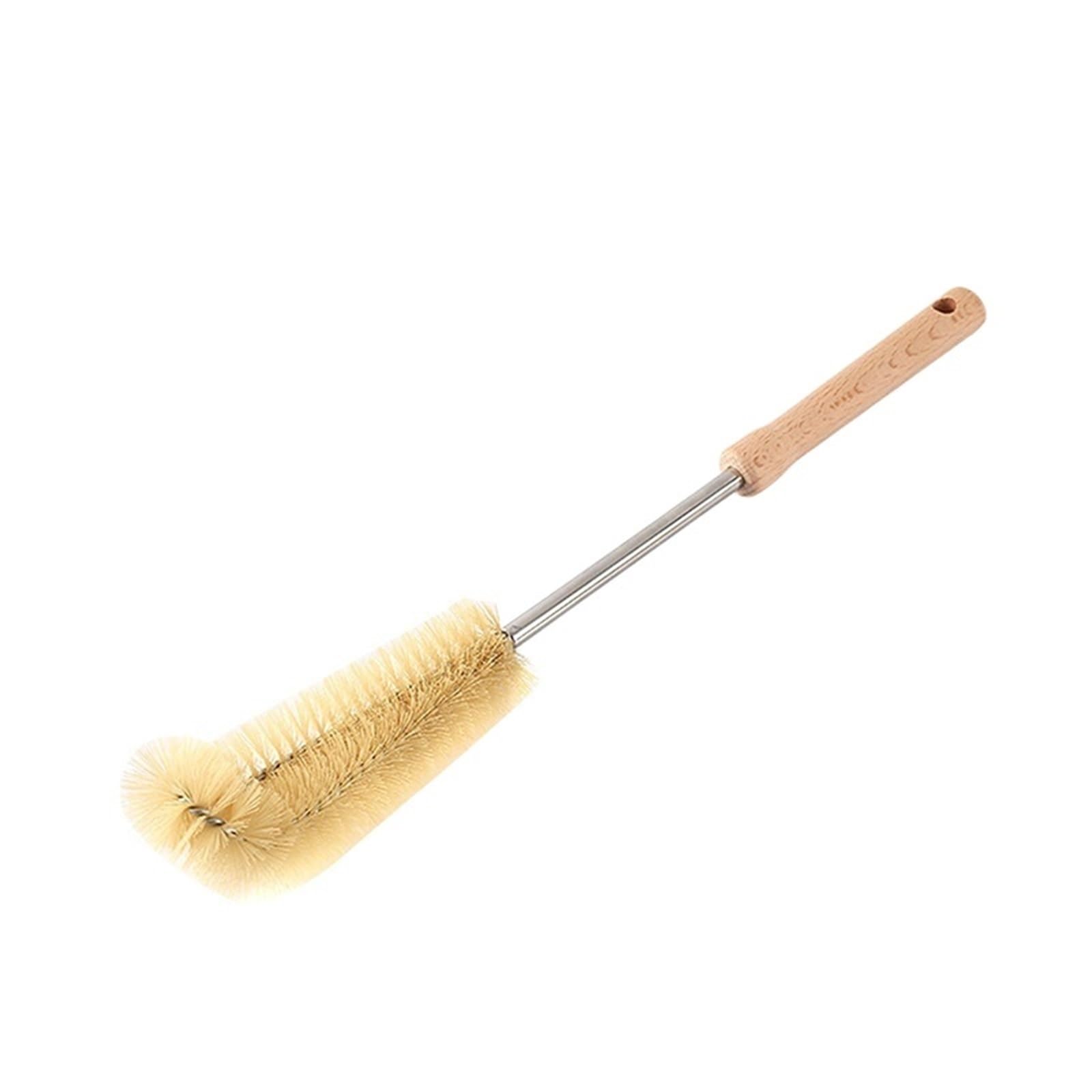 bottle brush Wooden Long Handle Bottle Cleaning Brush Cup Scrubber + Nylon Durable For Kitchen(40 * 7cm)