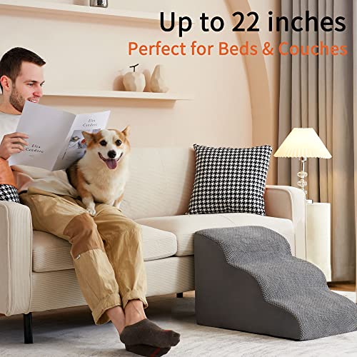 16’’ High Dog Stairs For Small Dogs, 3 Step Pet Stairs & Steps For Dogs To Get On Bed, Dog Steps For Bed And Couch #TOP2