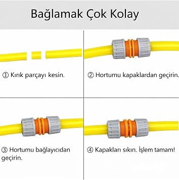 1/2 Lux Hortum Eki, Bahçe Hortumu Hızlı Bağlantı Aparatı, Dayanıklı Sulama Adaptörü, 3 Adet