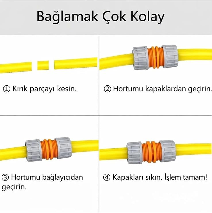 1/2 Lux Hortum Eki, Bahçe Hortumu Hızlı Bağlantı Aparatı, Dayanıklı Sulama Adaptörü, 3 Adet