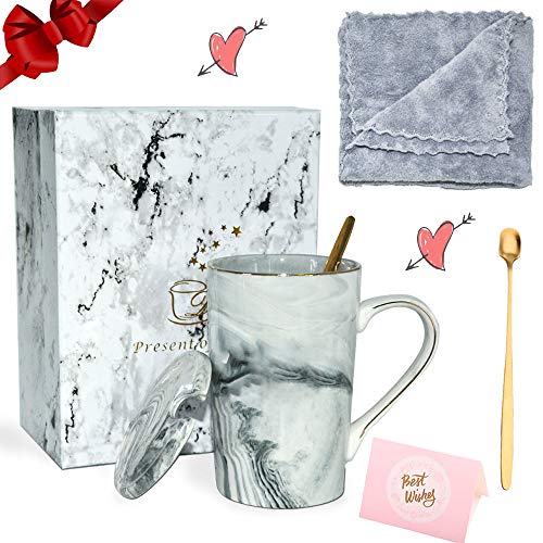 Juego Regalo para Hombres - Tazas Café con Toalla Suave - Divertidos Regalos Navidad Cumpleaños para Papá, Esposo, Hermano, Amigo - Tazas Café Cerámica 13 oz con Cuchara, Tarjeta Felicitación