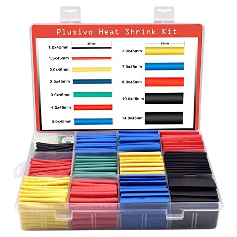 Heat Shrink Tubing Kit 2:1 Automotive Industrial Electrical Solder Sleeve - Black, Red, Yellow, Blue Green 800 pcs for DIY from Plusivo Cover