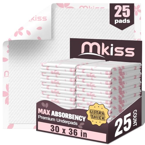 Image of MKISS 25 Count Heavy Duty Disposable Bed Pads 30 inch x 36 inch Incontinence Pads