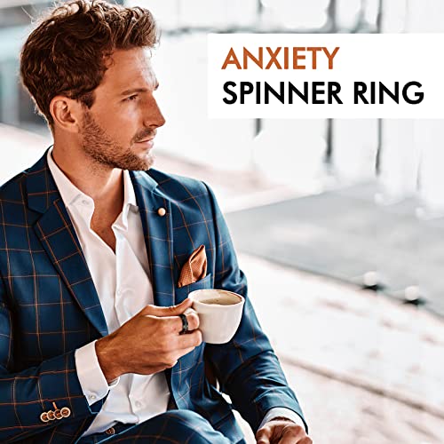 LAOYOU Anxiety Fidget Relief Spinner Ring for Women | 6MM Stainless Steel Glitter Worry Stress Relieve Ring Band Set for Men ladies 5 Tones Availble4