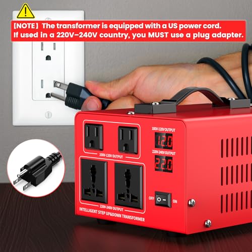 Image of 1000W Voltage Transformer Power Converter(110V to 220V, 220V to 110V) Step Up /Down Converter 110 /120 Volt - 220 /240 Volt w /US Power Cord, LCD Display, 2 US Outlets, 2 Universal Outlet