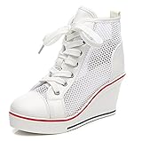 keilabsatz größe 35  Solshine Damen Atmungsaktive Netz Sommerschuhe Plateau Wedge Sneakers Keilabsatz Hoher Absatz Größe 35-43