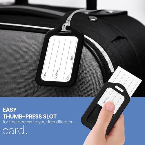 Image of Storite Pack of 6 Luggage Tags, Smart Tag for Travel suitcases (Black) | Travel Bags Tags for Easily Identification of Bags