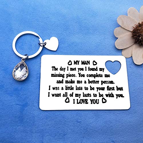 Engraved Wallet Insert Card for Husband Valentines Gift Couple Gifts To My Man Card Keychain Husband Gifts from Wife I Love You Gifts for Husband Boyfriend Christmas Anniversary Birthday Gifts for Men3