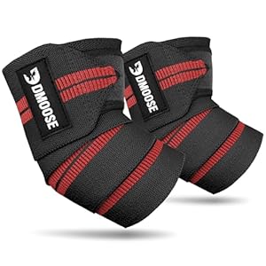 DMoose Elbow Wraps for Weightlifting, Increases Stability of Joints and Supports Injury Recovery, 40″ Nylon (1 Pair) Elbow Straps for Bench Press, Cross Training & Powerlifting for Men and Women