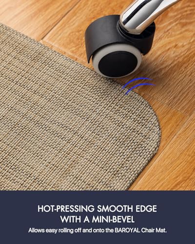 Image of BARoyal Office Chair Mat for Hardwood Floor Under Desk Computer Rolling Chair Mat for Wood /Tile Floor Non-Slip Heavy Duty Desk Rug PVC Plastic Hard Floor Protector 48 inch x 60 inch(Linen)