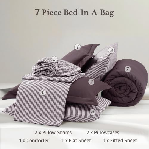 Image of Monbix Full Size Comforter Sets-7 Pieces Soft Bed in a Bag Full Bedding Set