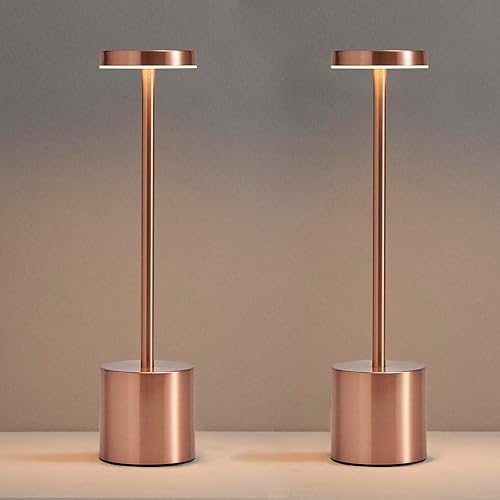 Miniatura 12 de Paquete de 2 lámparas de mesa inalámbricas recargables LED, portátiles para exteriores, 5000 mAh, funciona con pilas, luz de mesa con control 2