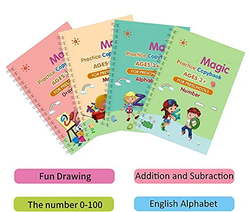 Livro de anotações para prática de mágica em inglês para crianças, livro de caligrafia inglesa reuti