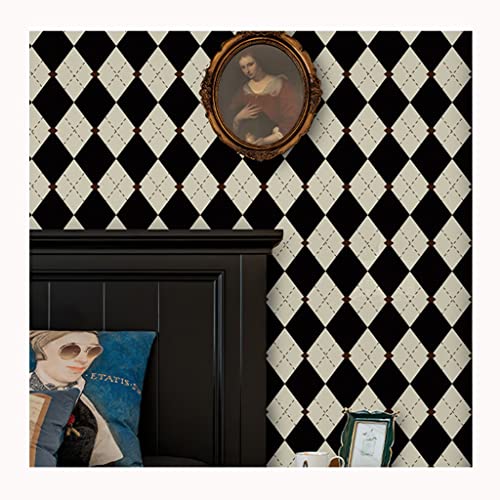 Papier peint PVC imperméable losange noir et blanc 40x300cm - 3