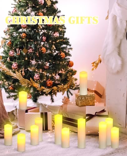 da by bougies led sans flamme lot de 12 à piles en cire véritable ivoire avec minuterie à distance (piles non fournies).