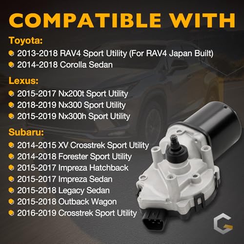 Image of Front Windshield Wiper Motor 5 Pins, Compatible with 2015-2019 Lexus Nx200t Nx300h Nx300 Sport Utility, 2013-2018 Toyota RAV4 Corolla Subaru Imprez Forester XV Crosstrek Sport Utility Legacy Outback