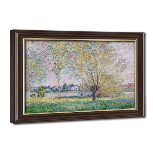 The Willows de Claude Monet impression sur toile premium avec cadre suspendu en bois