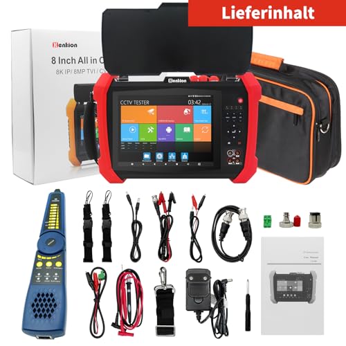 Henkion IPC CCTV Tester H20-MOVTADHSEF 8K 32MP 12MP IP Kamera Test POE++ Max 90W HD Kameratester 8MP TVI/CVI/AHD/SDI/CVBS DMM TDR WiFi Netzwerk Tools RJ45 Kabel Tester 2CH SFP Port HD VGA