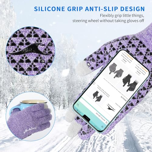Image of Achiou Winter Gloves, Glove for Men Women, Upgraded Touch Screen Texting Warm Running with Thermal Soft Knit Lining