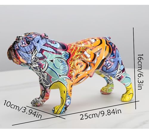 Suruim RESIN Creative Colorful English Bulldog Figurines Modern Graffiti Art Home Decorations Room Bookshelf Tv Cabinet Decor Animal Ornament  thumb #2