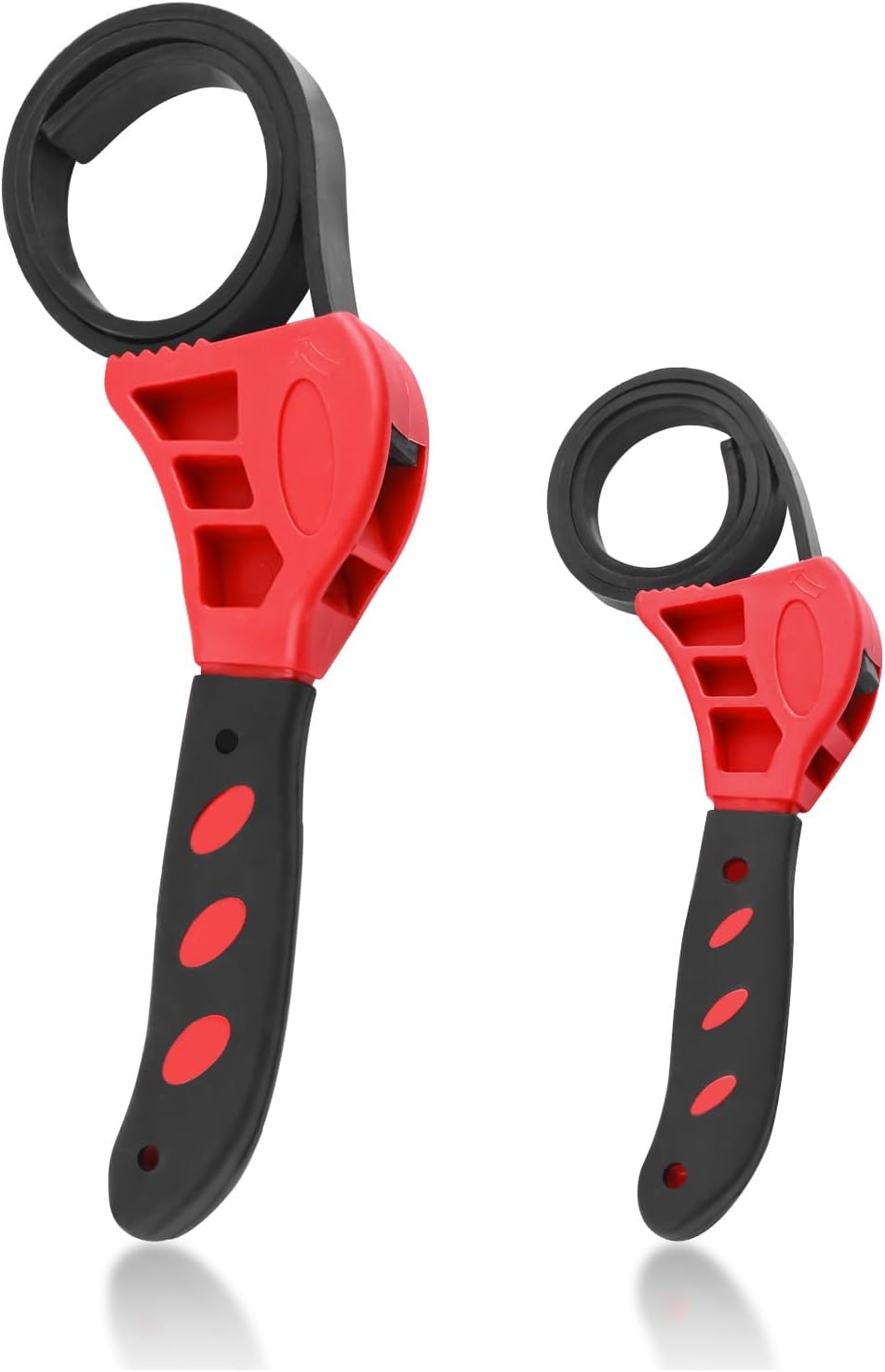 2PCS Rubber Strap Wrench Plumbing,Non-Slip Universal Oil Filter Wrench | with 8" Large & 6" Small for Oil Filter,Drain,Pipes,Sewer Cap,Adjustable Strap Wrenches Heavy Duty