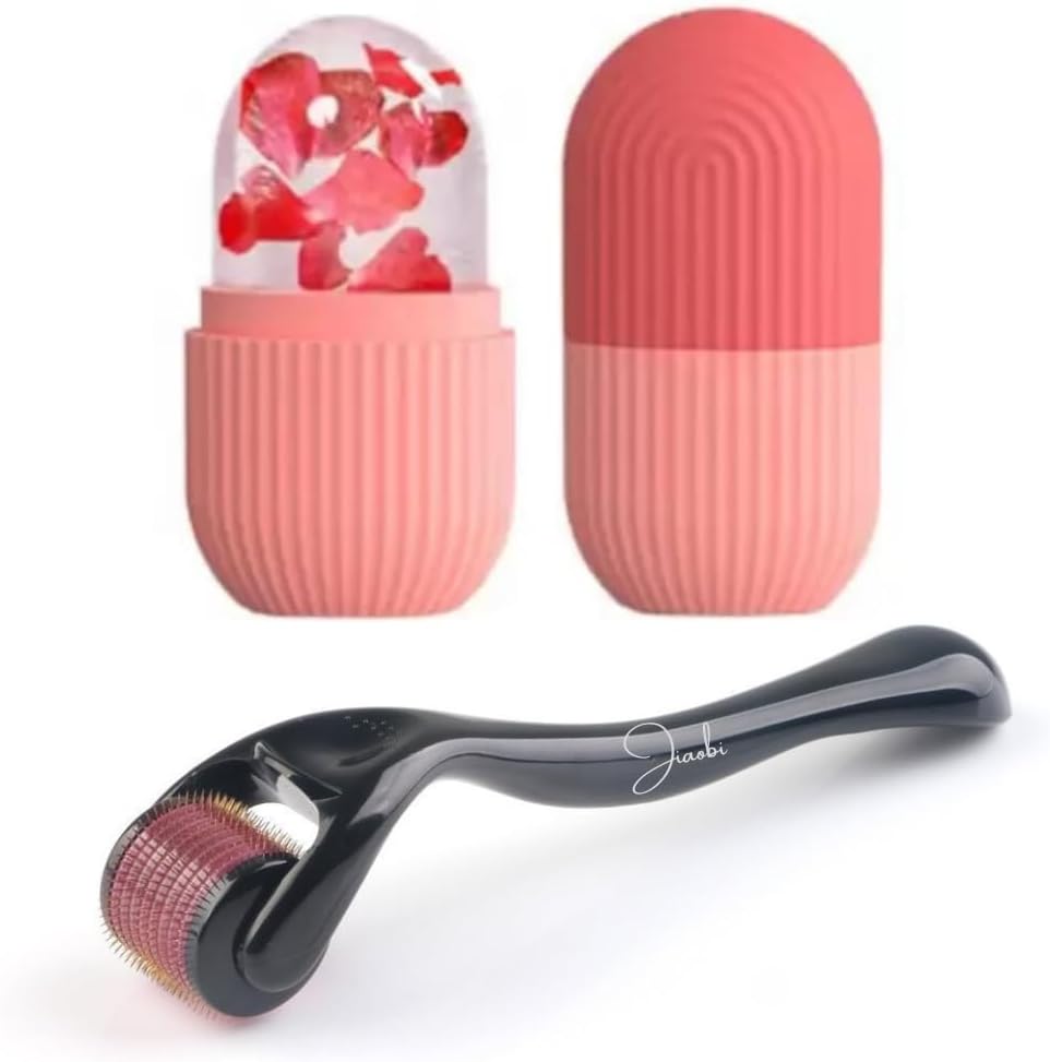 Zeenu Creation Derma Roller and Ice Roller Combo 0.5mm with 540 Titanium micro needles - Derma Roller for Face, Beard, and Hair Growth - Skin Care for Men and Women | All Skin Types