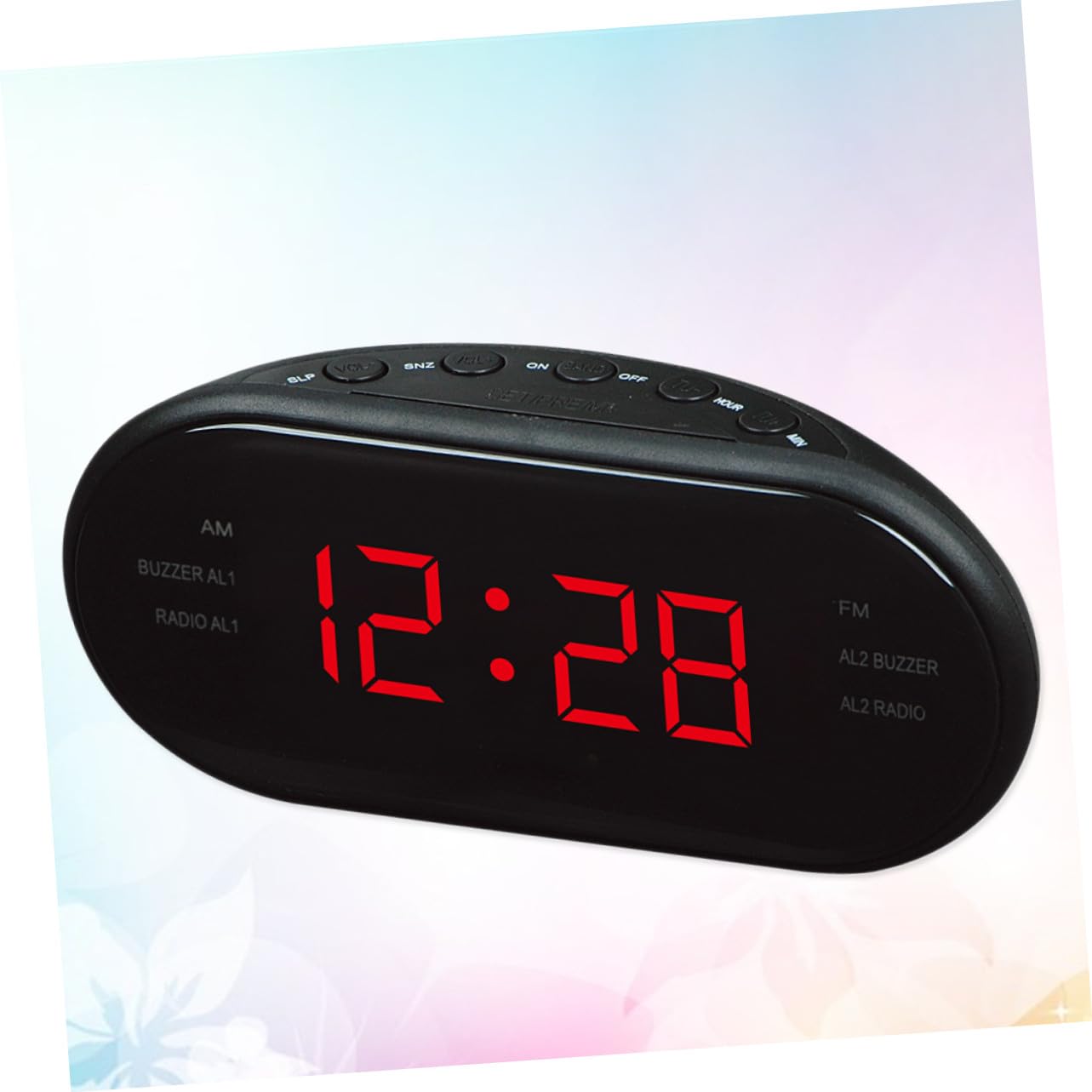 NOLITOY Radio Reloj Despertador Digital Rojo con Doble Alarma y FM | Plástico, Diseño Compacto para Mesita, Formato Electrónico con Pantalla Curvada y Repetición