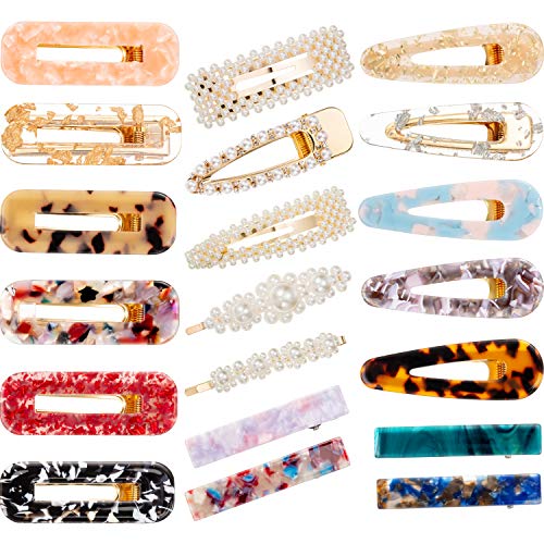 20 Pieces Acrylic Resin Hair Barrettes Clips Pearls Hair Clips Geometric Hair Clip Hairpins for Women