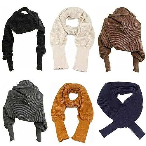 Hdnaihpp Snowfall Sweater Scarf with Sleeves, Women Knit Sweater Tops Scarf2