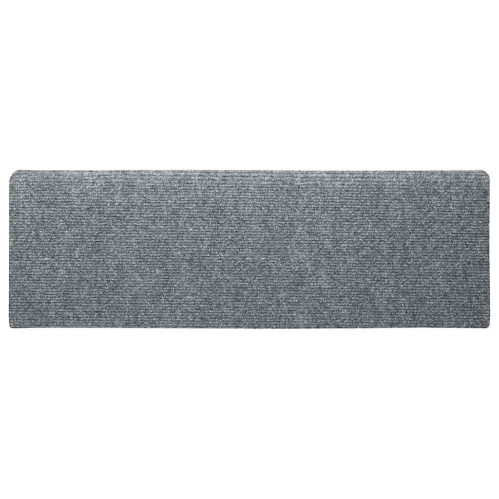 vidaXL Tapis d'escalier Autocollants 15 pièces 65 x 21 x 4 cm Gris Clair Bord rectangulaire