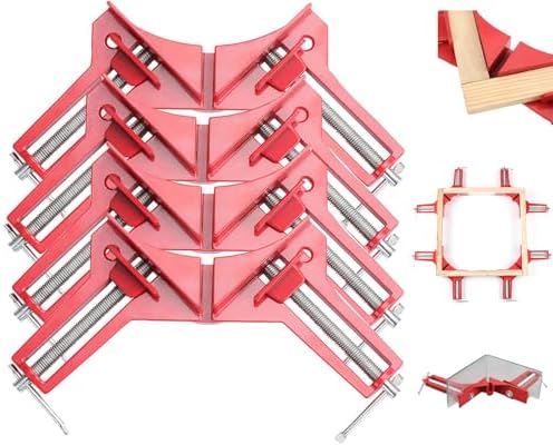 WYQYQ 4pcs Corner Clamp - Right Angle Clamp 90 Degree Wood Clamps For Woodworking, With Adjustable Swing Jaw Aluminum Alloy Frame Clamps, For Welding, DIY Woodworking