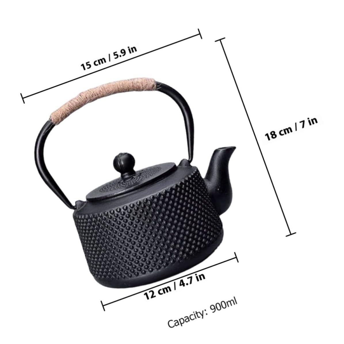 DOITOOL Tetera de Hierro Fundido Pequeña de 900 Ml Infusor para Té Suelto, Fácil de Limpiar y Almacenar, Adecuado para Casas y Oficinas Estilo Vintage Japonés