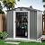 Goplus 6' x 4' Outdoor Storage Shed, Weather-Resistant Galvanized Metal Tool House w/ 4 Air Vents, Lockable Sliding Doors, Ramp, Gloves, Utility Tool Organizer for Garden, Farm, Yard