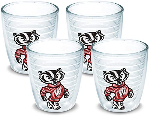 Tervis Wisconsin Badgers Bucky Badger Mascot Tumbler with Emblem 4 Pack 12oz, Clear