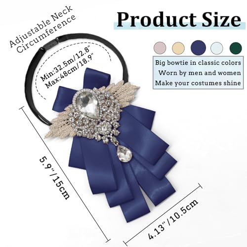 Image of Luckyvestir Womens Mens Bow Tie Ribbon Black Rhinestone Bow Ties Men Large Crystal Bowknot Bowtie for Wedding Party Banquet