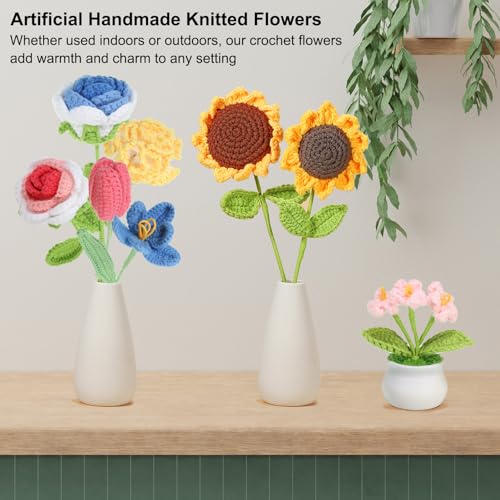 Fleurs au crochet roses tricotées à la main décoration mariage maison