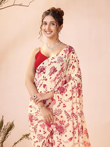 Image of Garden Vareli Women Georgette All Over Floral Printed Saree