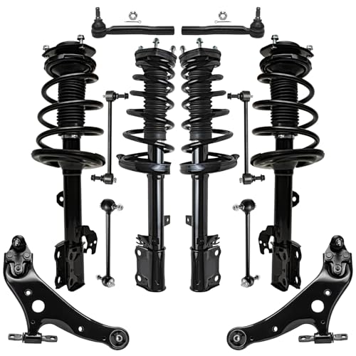 Image of Detroit Axle - FWD Front and Rear Struts w /Coil Spring Lower Control Arm + Sway Bars Tie Rods Suspension Kit for 2009-2012 Toyota Venza