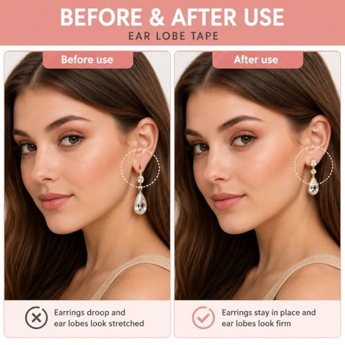 Image of TRICSTER Ear Lobe Tape /Invisible Ear Lobe Support Patch for Pierced Ears - Eliminates the Look of Torn or Stretched Piercings - Protects Healthy Ear Lobes from Tearing (100 Count (Pack of 1))
