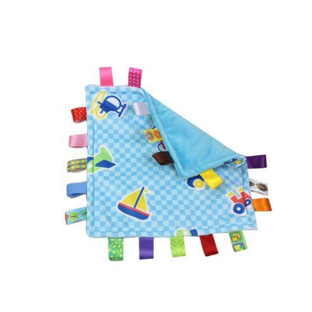 G-TreeG-Tree Baby Boy Tag Security Blanket - Plush Cotton, Classic Security Comforter, Soft Velvet & Satin Tags, 10.43 x 10.43 inches, Multicolor