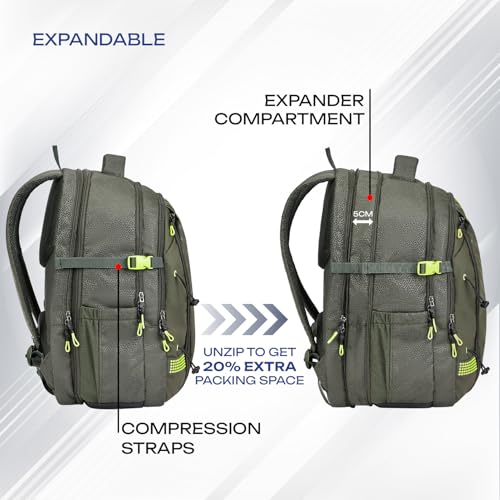 Image of Safari 43L Expandable Laptop Bag with Armor Base, Raincover, 3 Compartments, Compression Straps, Large Size Travel Bag, Ideal For 3-4 Days Staycations, Hiking, Office Bag