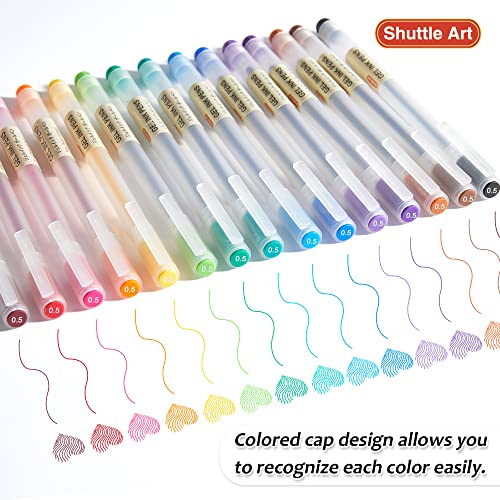 Shuttle Art Gel Ink Ball Point Pens, 15 Colors Japanese Style Pens, 0.5Mm Fine Ballpoint Pens Quick Drying For Writing Journaling Home, School And Office Stationery Supply #TOP1