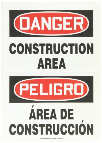 Panneau de chantier Danger en vinyle bilingue 35x25 cm