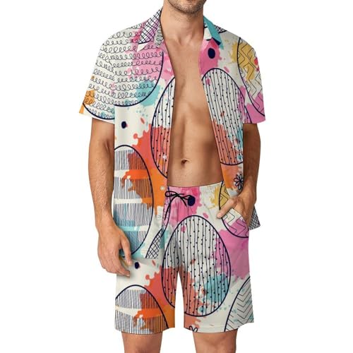 Chemise Hawaïenne Œufs Colorés Ensemble Léger pour Éviter la Chaleur Plage S
