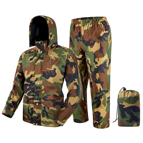 Image of Rain Suit, Rain Gear for Men Waterproof, Camo Rain Jacket, Lightweight Rain Coat